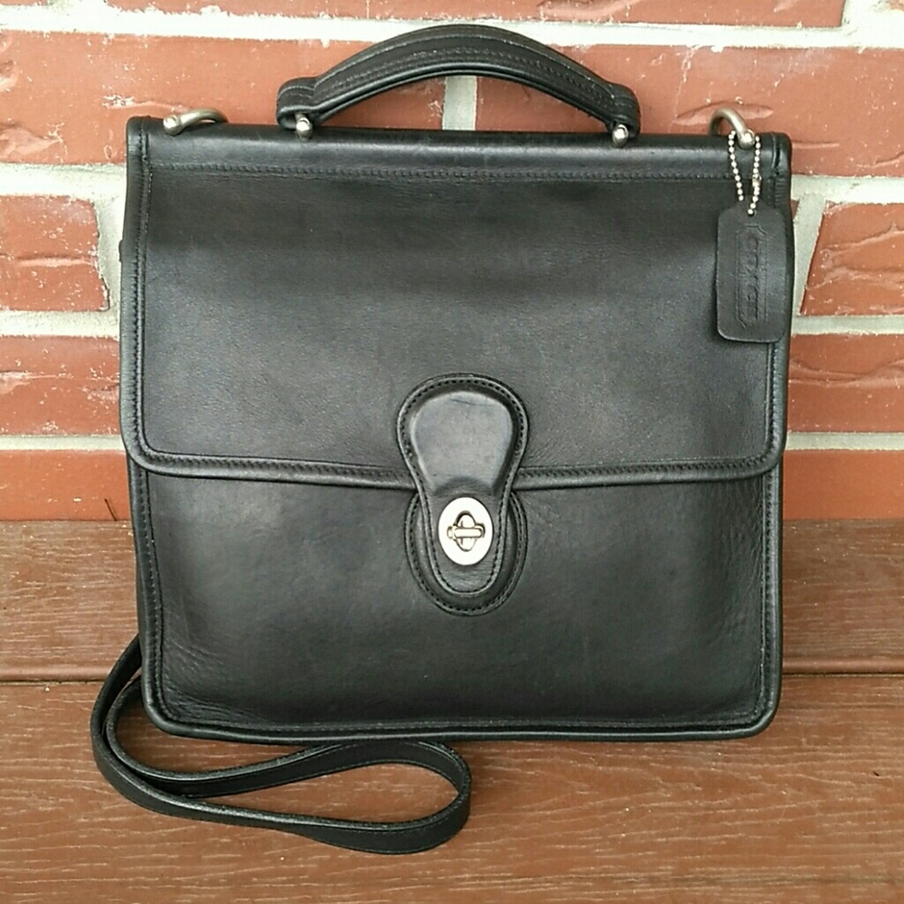 Coach Black Leather Nickel Willis Crossbody Bag